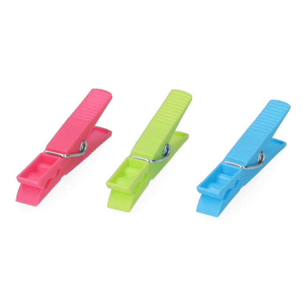 24 PINZAS DE PLÁSTICO DE COLORES VARIADOS 7,2 cm