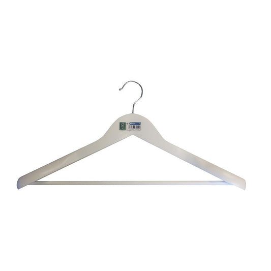 PERCHA CONTORNEADA CON HOMBRERAS MADERA BLANCA  ECOLÓGICA FSC 45 x 5,5 x 23 cm