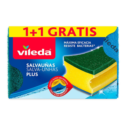 ESTROPAJO SALVAUÑAS PLUS ANTIBACTERIAS 1+1
