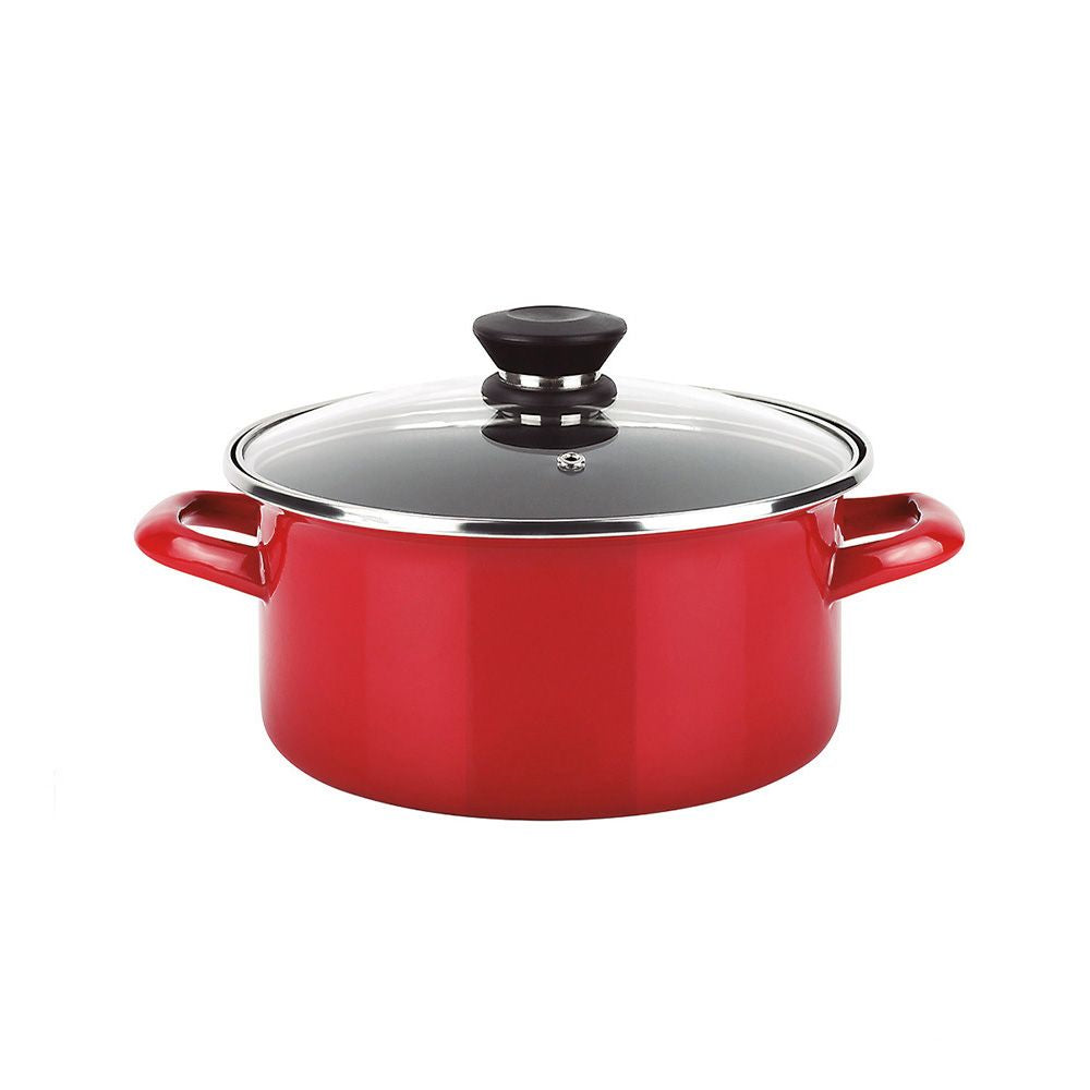 OLLA OPTIMAX + TAPA ROJA ACERO AISI 430 Ø18 x 10 cm