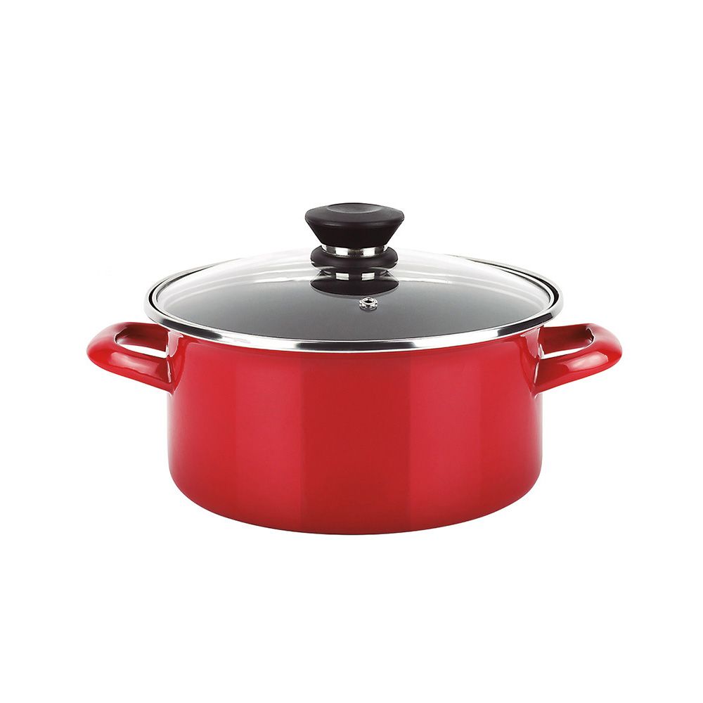 OLLA OPTIMAX + TAPA ROJA ACERO AISI 430 Ø26 x 14 cm