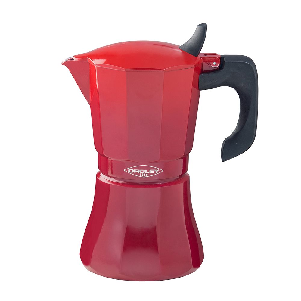 CAFETERA PETRA ROJA DE ALUMINIO DE 6 TAZAS