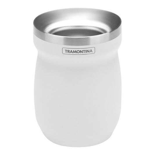 RECIPIENTE PARA MATE DE ACERO INOXIDABLE BLANCO 240 ml