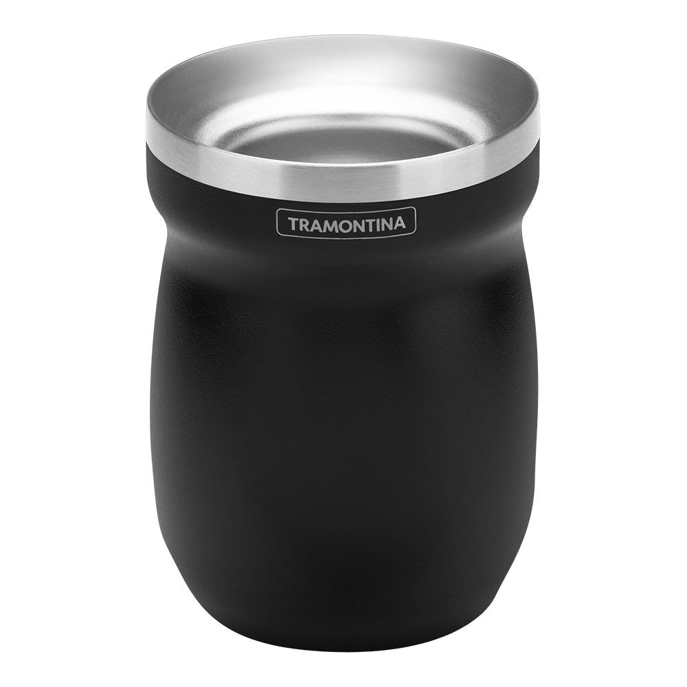 RECIPIENTE PARA MATE DE ACERO INOXIDABLE NEGRO 240 ml