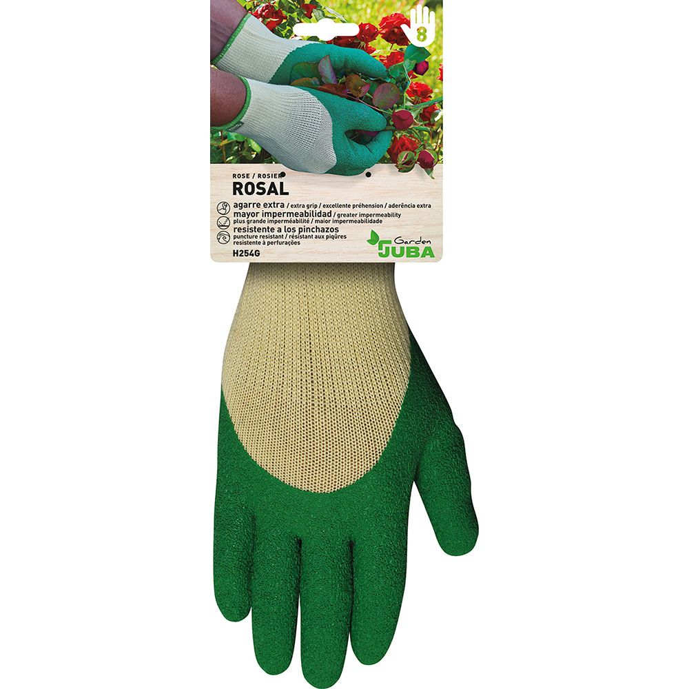 GUANTE POLIÉSTER CON PALMA LÁTEX PARA JARDINERÍA, T-10