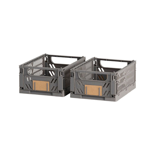 CAJA ALMACENAJE PLEGABLE GRIS 17 x 12.5 x 7 cm SET 2 PIEZAS