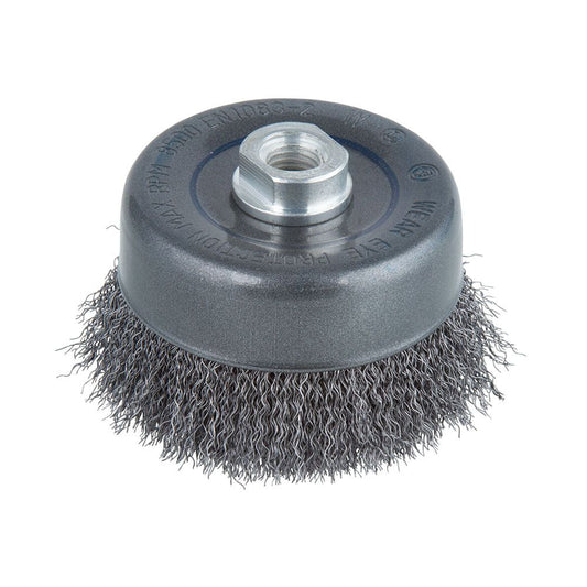 CEPILLO METÁLICO, FORMA DE COPA, TRENZADO ROSCA M14 Ø100 mm