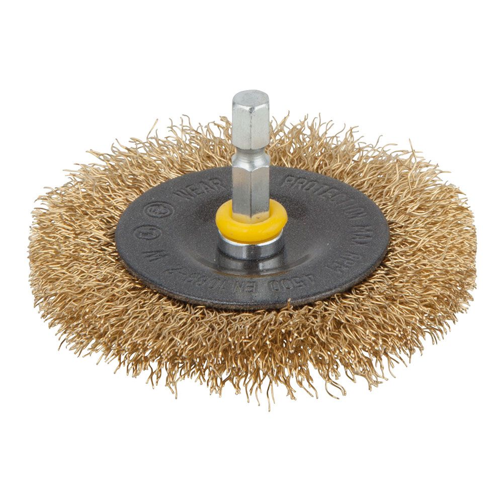CEPILLO DE DISCO DE ALAMBRE DE LATÓN VÁSTAGO HEXAGONAL Ø75 x 10 mm