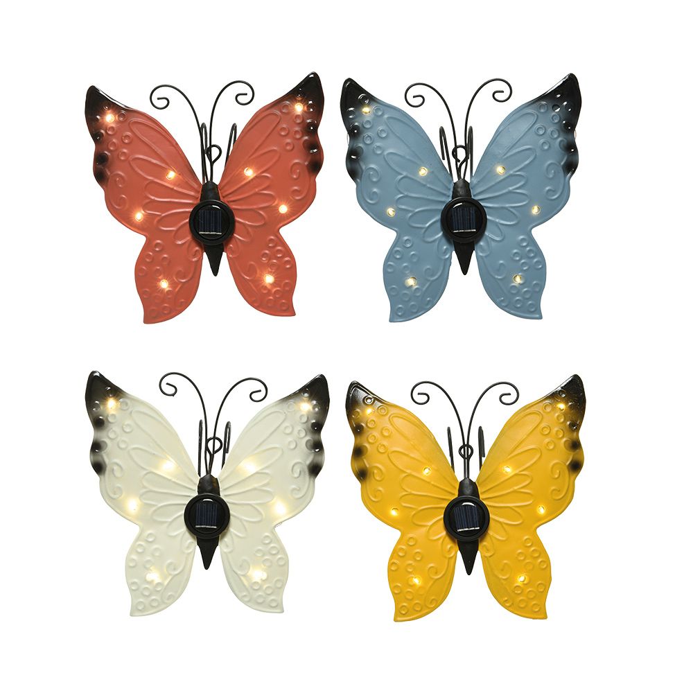 FIGURA SOLAR METÁLICA CON FORMA DE MARIPOSA COLORES SURTIDOS 17,8 x 6 x 4 cm