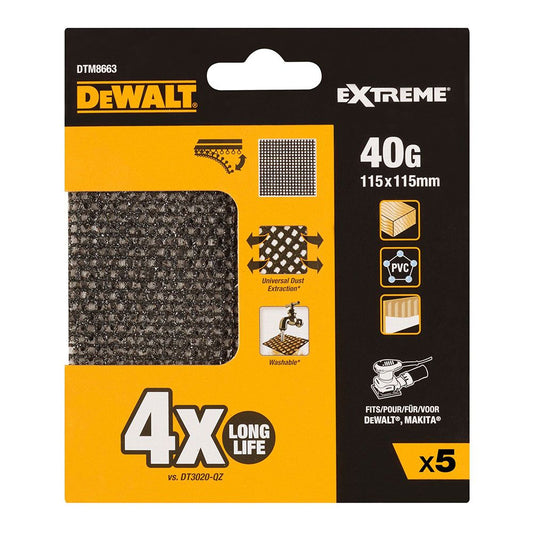 LIJAS DE MALLA PARA LIJADORAS ORBITALES 115 x 115 mm, GRANO 40 , PACK 5 uds