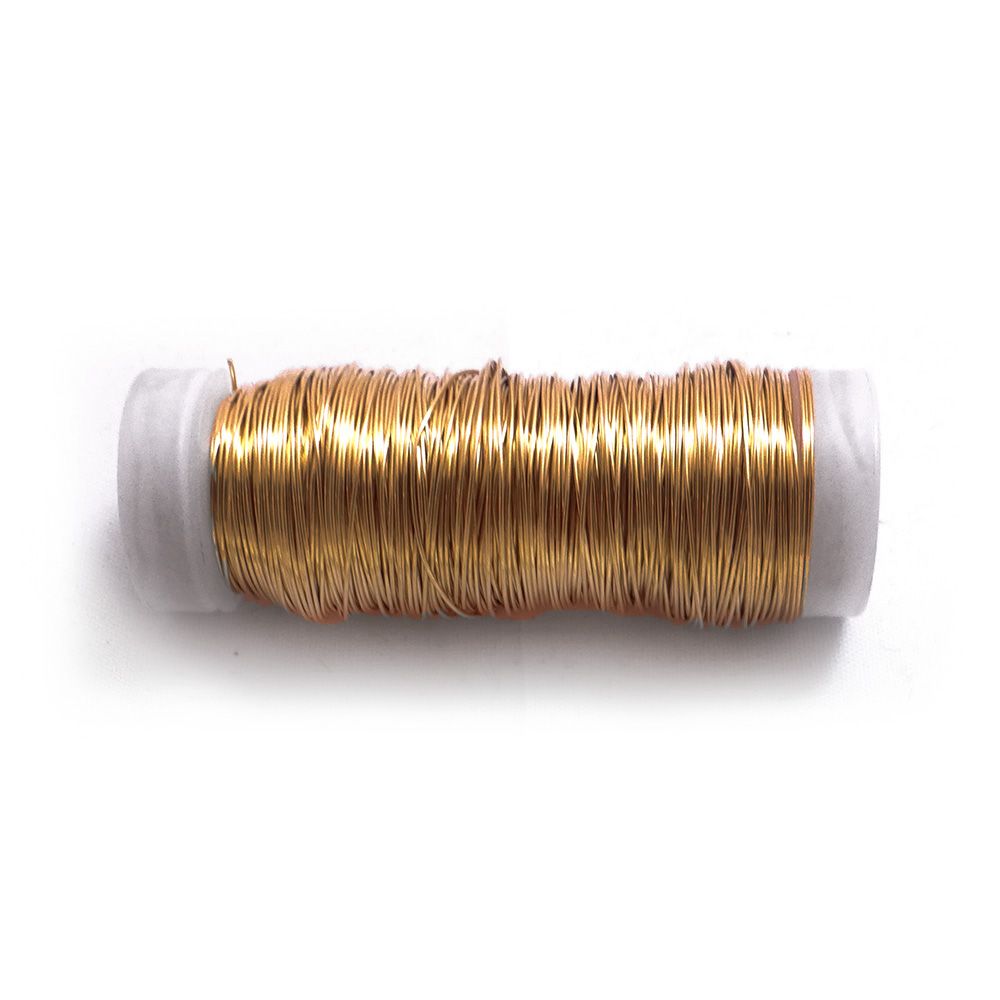 ALAMBRE FORRADO CON BOBINA N° 6 LATON, CALIBRE 0,40 mm x 50 m
