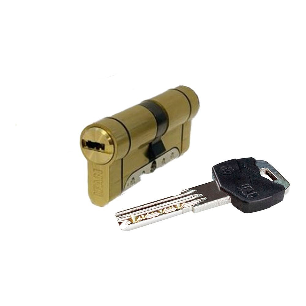 CILINDRO IRIDIUM M IRM3040L LATÓN 70mm (30+40mm) LEVA LARGA 15mm. CON 5 LLAVES DE SEGURIDAD. IFAM