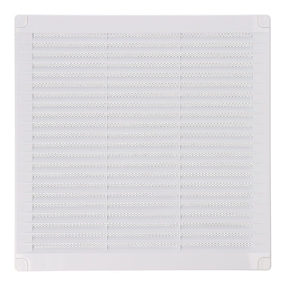 REJILLA VENTILACIÓN CUADRADA CON TAPONES Y MOSQUITERA 250x250x7mm ABS BLANCA