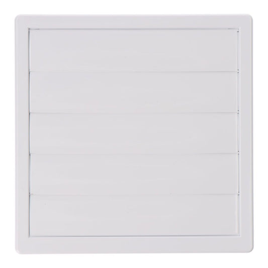 REJILLA VENTILACIÓN CUADRADA EMPOTRABLE CON LAMAS MÓVILES 170x170mm ENCLAVAMIENTO Ø100MM ABS BLANCA