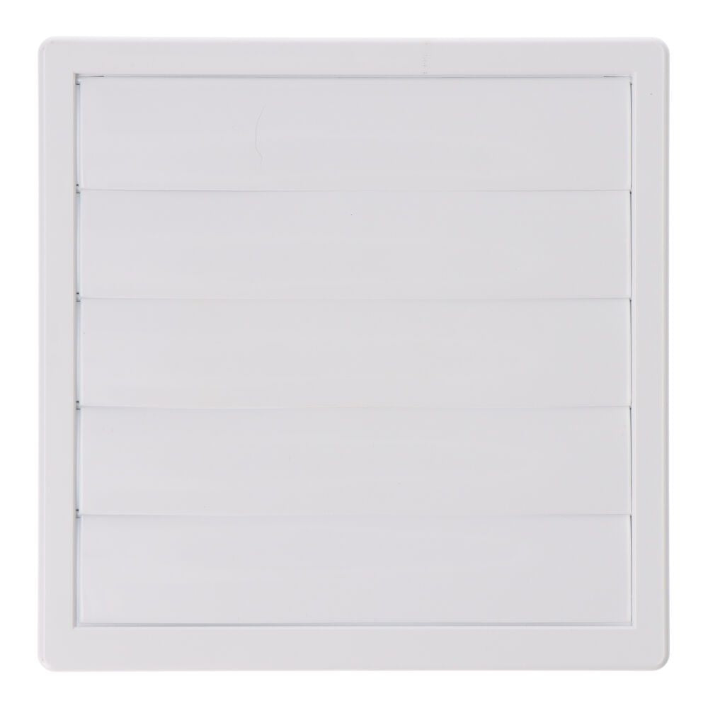 REJILLA VENTILACIÓN CUADRADA EMPOTRABLE CON LAMAS MÓVILES 170x170mm ENCLAVAMIENTO Ø120MM ABS BLANCA
