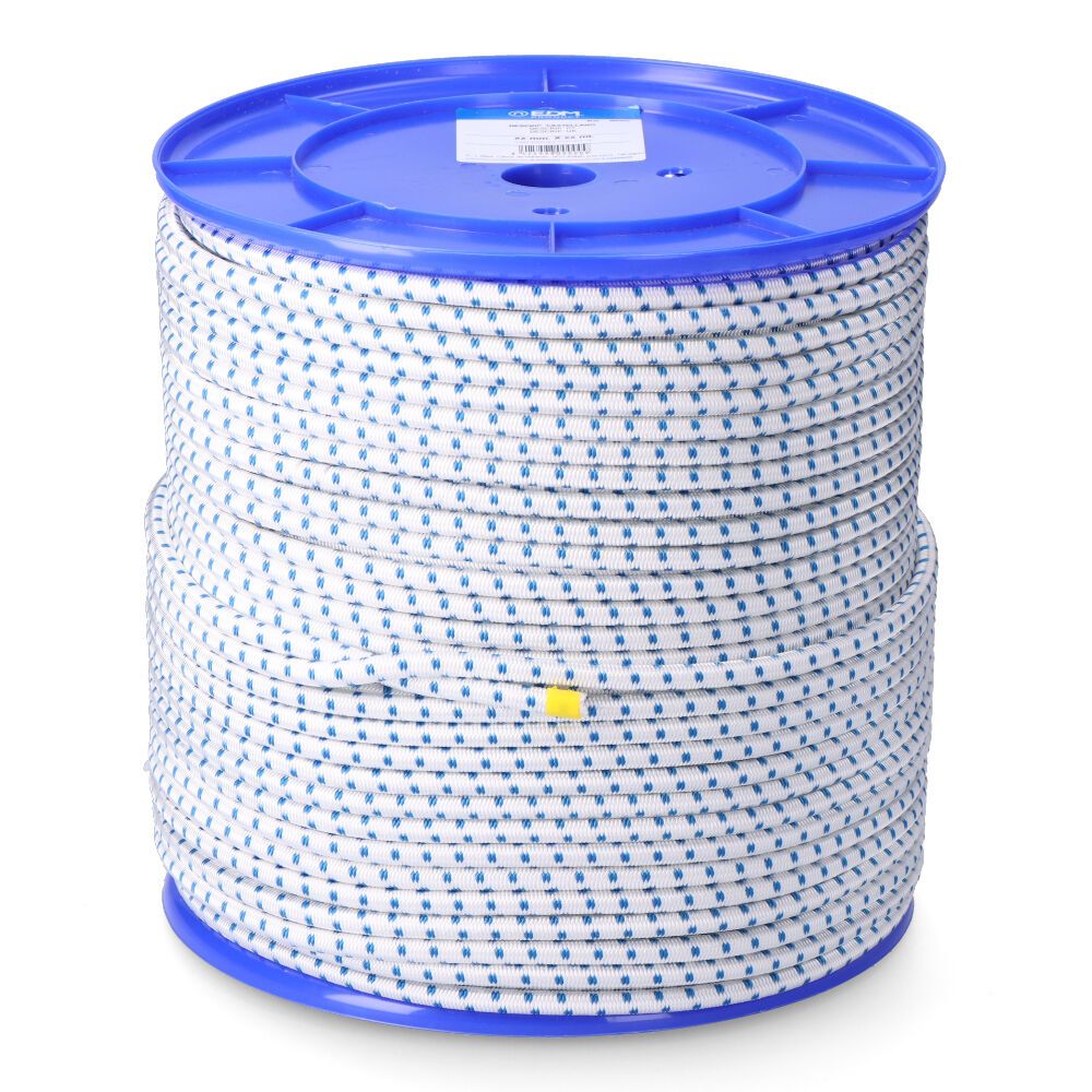 CUERDA DE GOMA ELÁSTICA BLANCA / AZUL POLIÉSTER CALIBRE 10 mm x 100 m