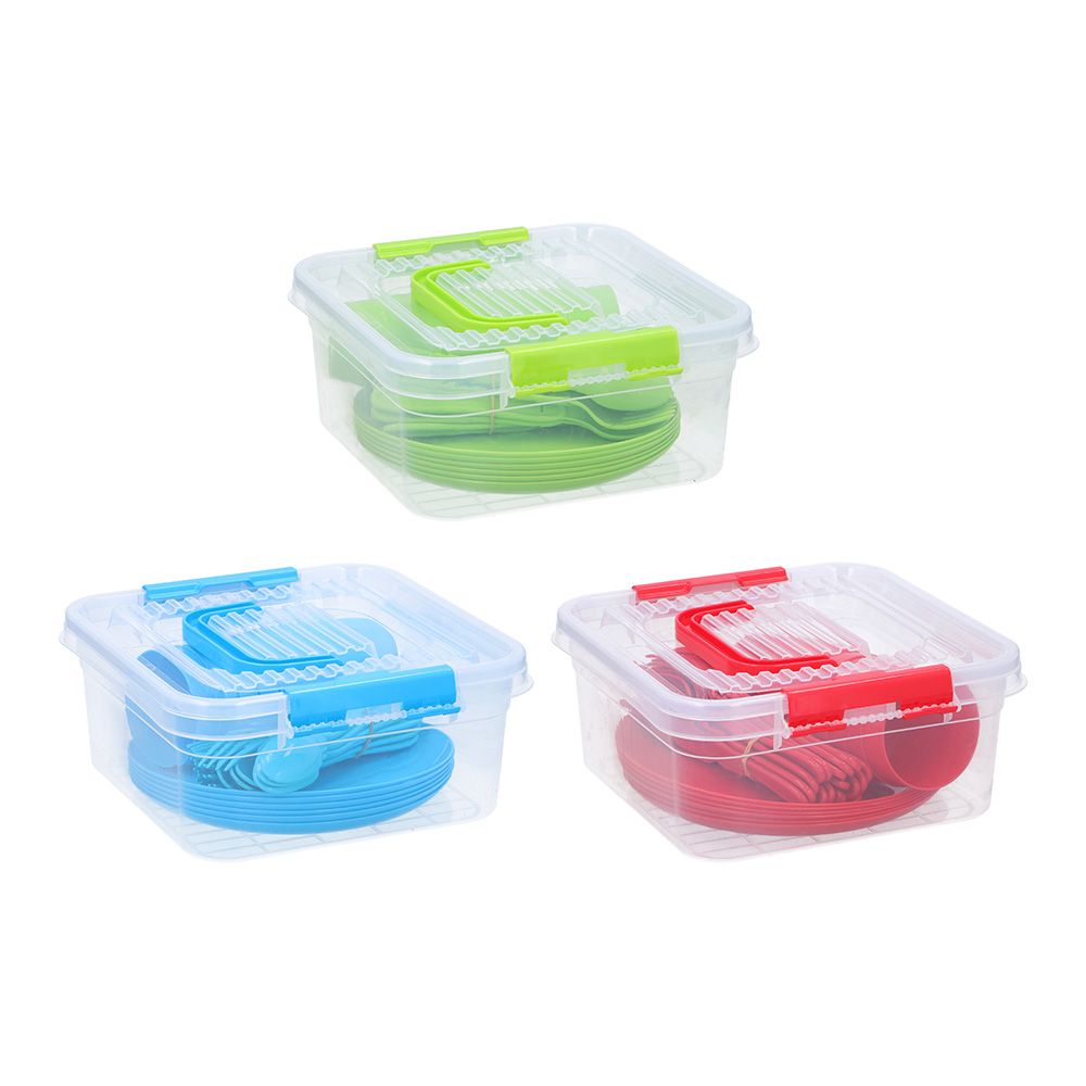 SET PARA PICNIC 31 PIEZAS COLORES SURTIDOS 26 x 24,5 x 11,5 cm