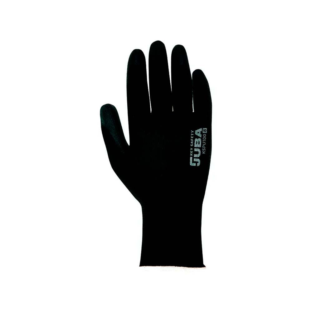 GUANTE POLIÉSTER CON PALMA POLIURETANO, KEEP SAFE, NEGRO, T-9 L