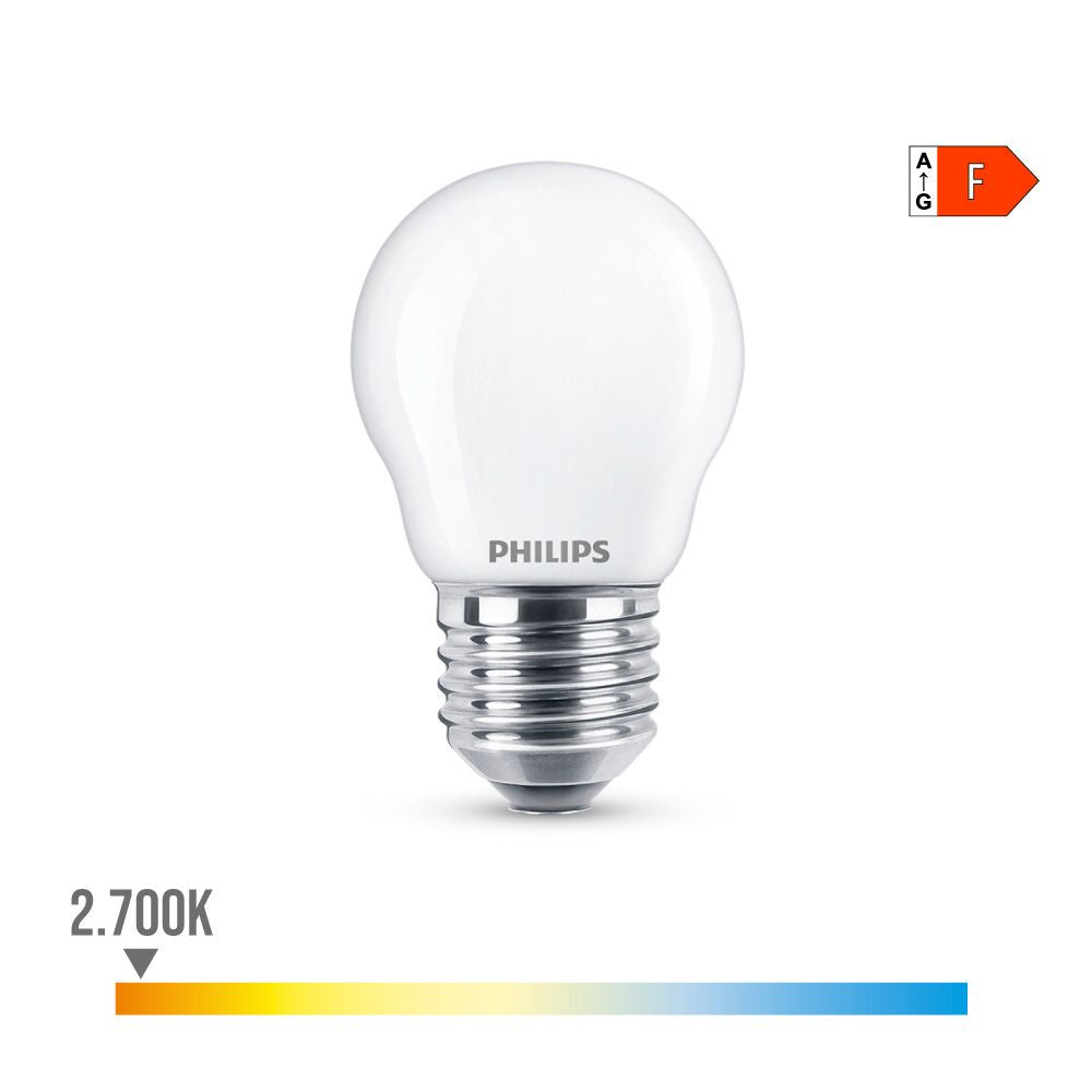 BOMBILLA ESFERICA LED E27 4,3 w 470 lm 2700 k LUZ CALIDA Ø4,5 x 8,2 cm