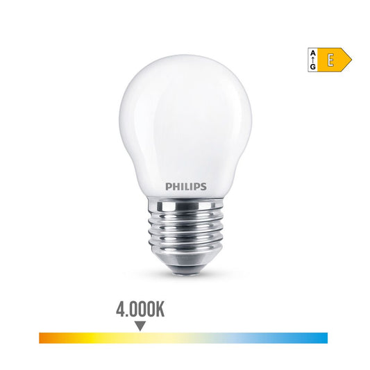BOMBILLA ESFERICA LED E27 6,5 w 806 lm 4000 k LUZ DIA Ø4,5 x 7,8 cm