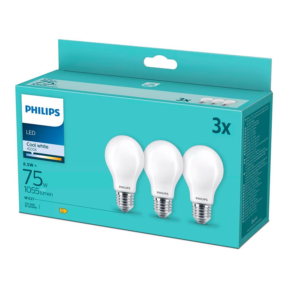 BOMBILLA LED DE FILAMENTO MATE; E27; 8,5 W (EQUIV. 75 W); 1055 lm; 4000 K; LUZ DÍA, PACK 3 uds