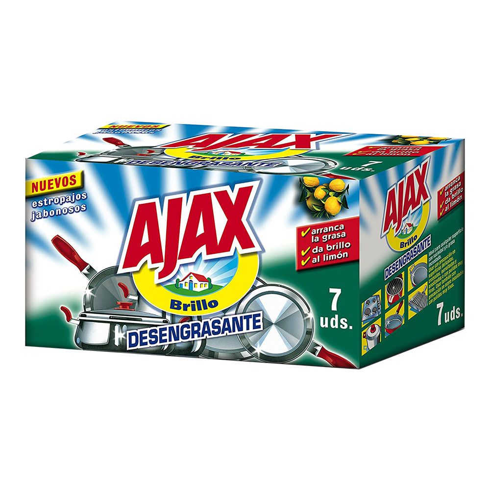 ESTROPAJO JABONOSO AJAX DESENGRASANTE LIMÓN 7 uds