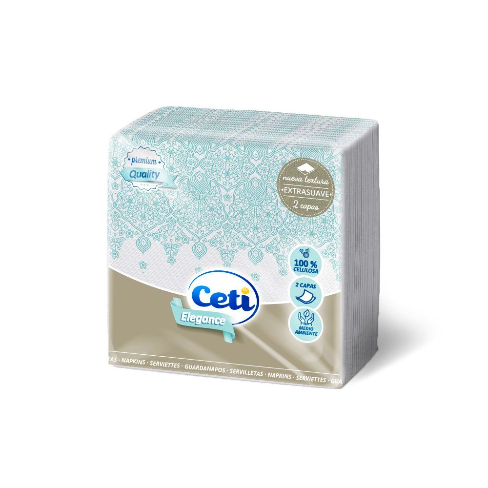 SERVILLETAS ELEGANCE 2 CAPAS, 33 x 33 cm, 50 uds