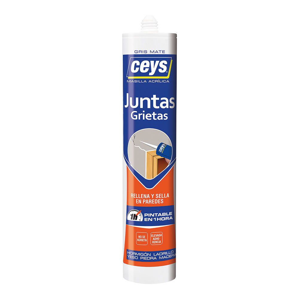 MASILLA ACRÍLICA PARA JUNTAS GRIETAS INTERIOR GRIS CARTUCHO 280 ml