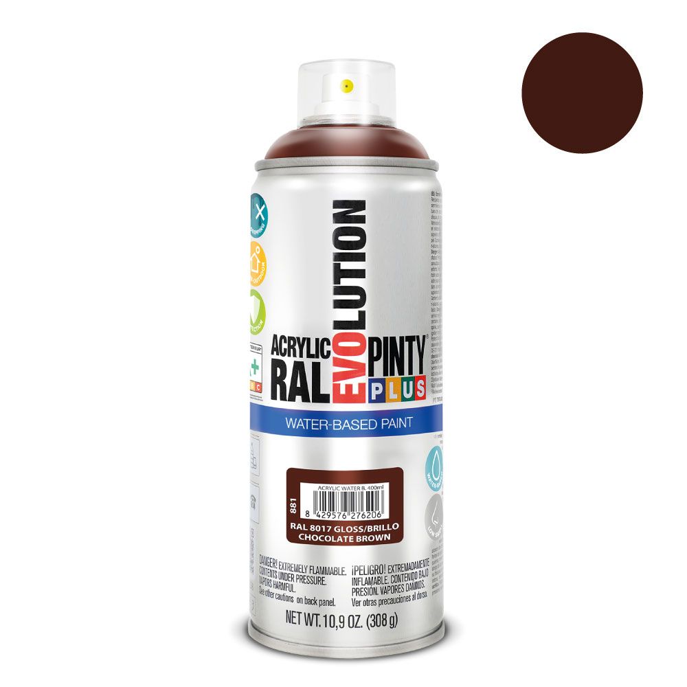 PINTURA ACRÍLICA SPRAY EVOLUTION WATER-BASED 520 cc RAL 8017 CHOCOLATE