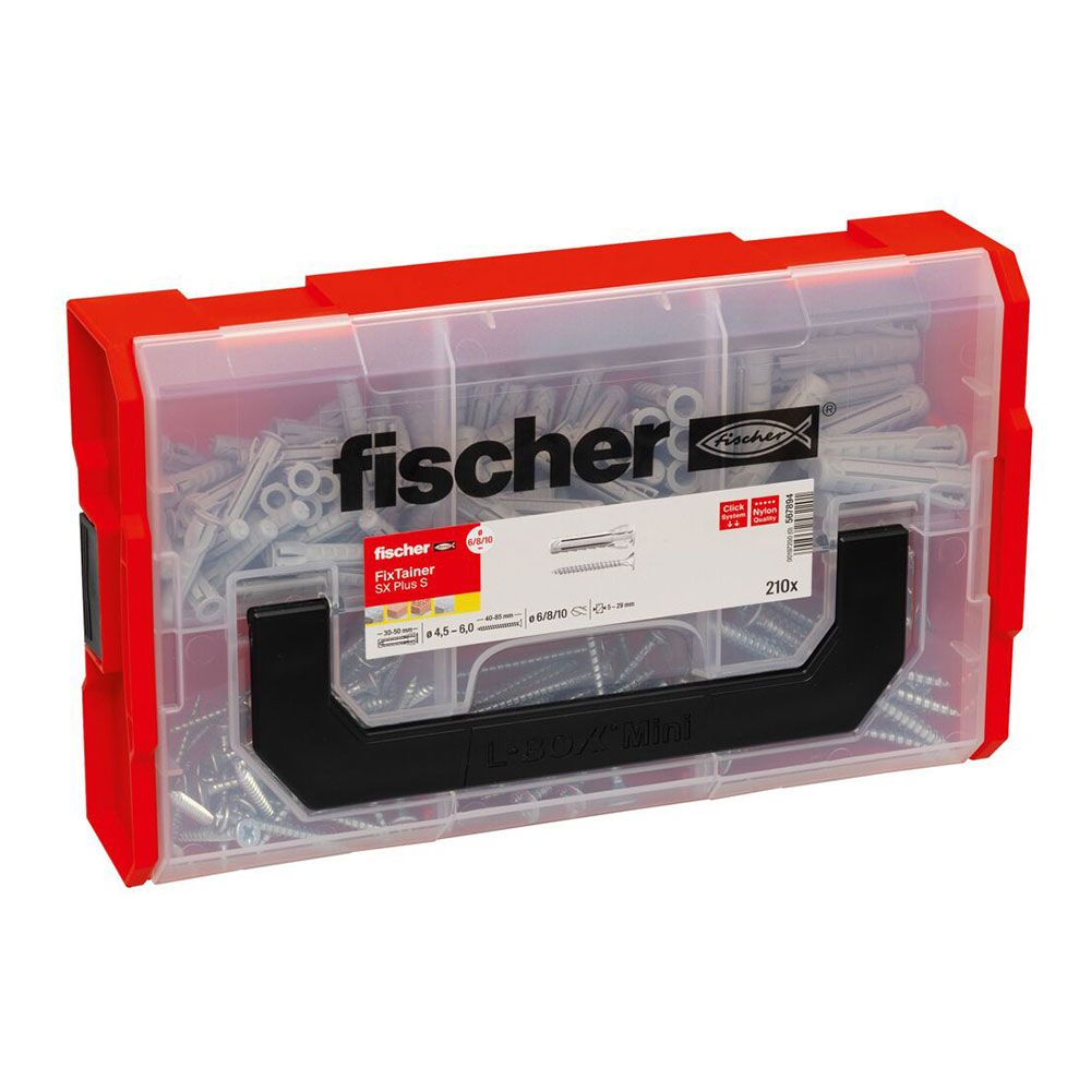 TACOS SX PLUS S 6/8/10 + TORNILLOS, MALETIN FIXTAINER 210 uds