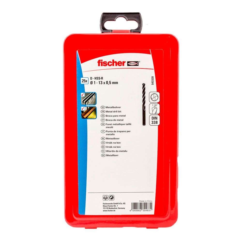 BROCA PARA METAL HSS-R DIN 338, JUEGO 25 PIEZAS, Ø1,00 - Ø13,00 mm