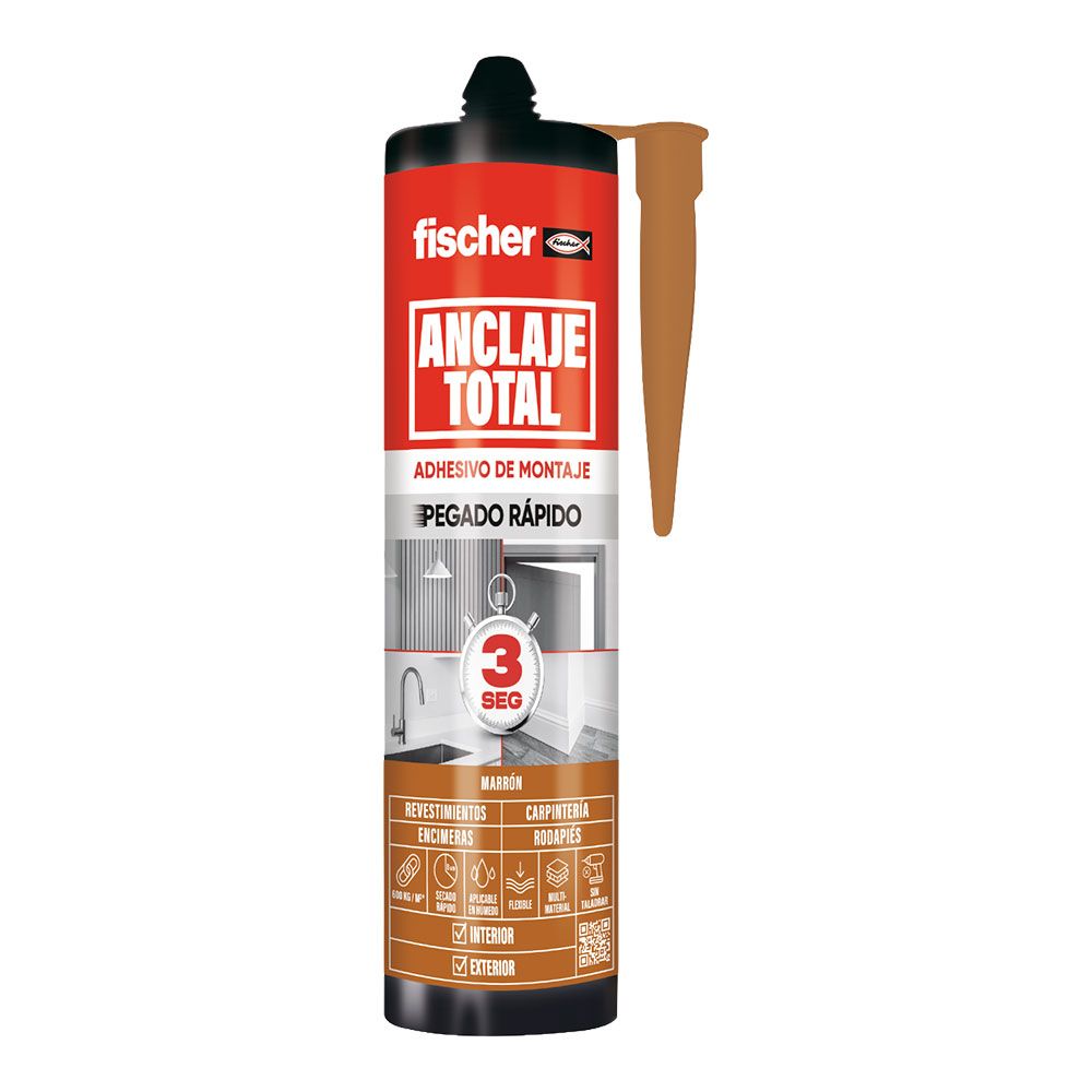 ANCLAJE TOTAL, PEGADO RÁPIDO 3 SEGUNDOS, PARA INTERIOR/ EXTERIOR, MARRÓN, 290 ml