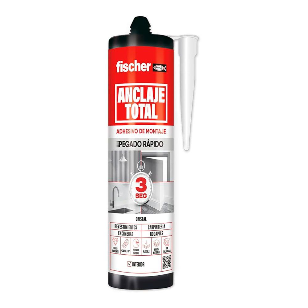 ANCLAJE TOTAL, PEGADO RÁPIDO 3 SEGUNDOS, PARA INTERIOR, CRISTAL, 290 ml