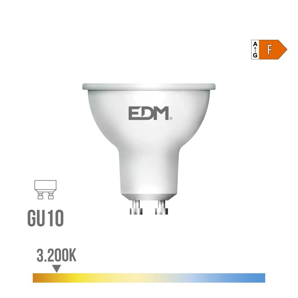 BOMBILLA DICROICA LED GU10 10 W 932 lm 3200 K LUZ CÁLIDA 120° Ø5 x 6,4 cm