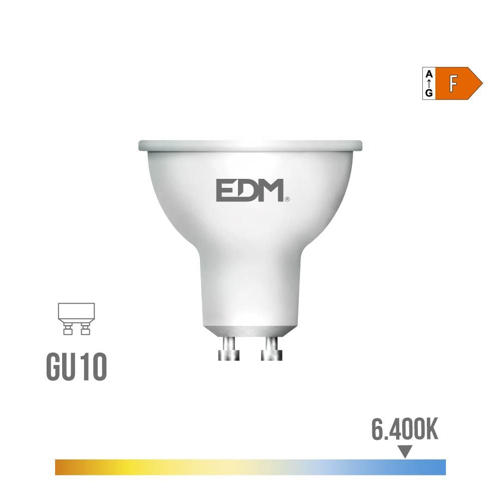 BOMBILLA DICROICA LED GU10 10 W 932 lm 6400 K LUZ FRÍA 120° Ø5 x 6,4 cm