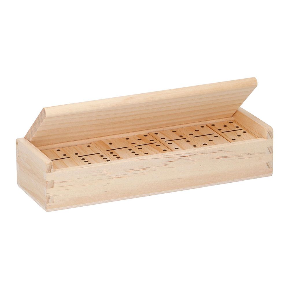 JUEGO DOMINÓ MADERA; 19,5 x 6,5 x 4,3 cm
