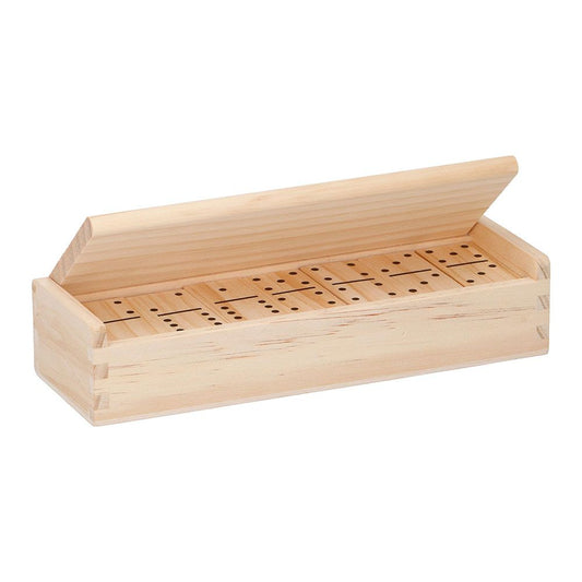 JUEGO DOMINÓ MADERA; 19,5 x 6,5 x 4,3 cm