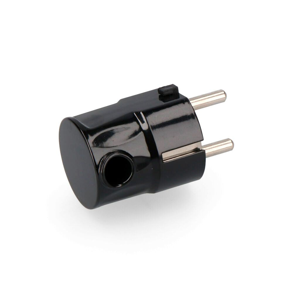 CLAVIJA TIPO F T/TL 16 A SALIDA LATERAL 4,8mm NEGRA (ENVASADA)