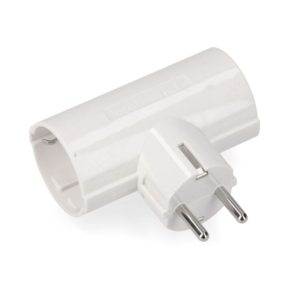 CLAVIJA DOBLE DE BAQUELITA TIPO F T/TL 16A 250V BLANCA (ENVASADA)