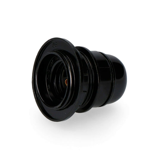 PORTALÁMPARAS SEMIROSCADO  + ARANDELA E-27 NEGRO (ENVASADO)