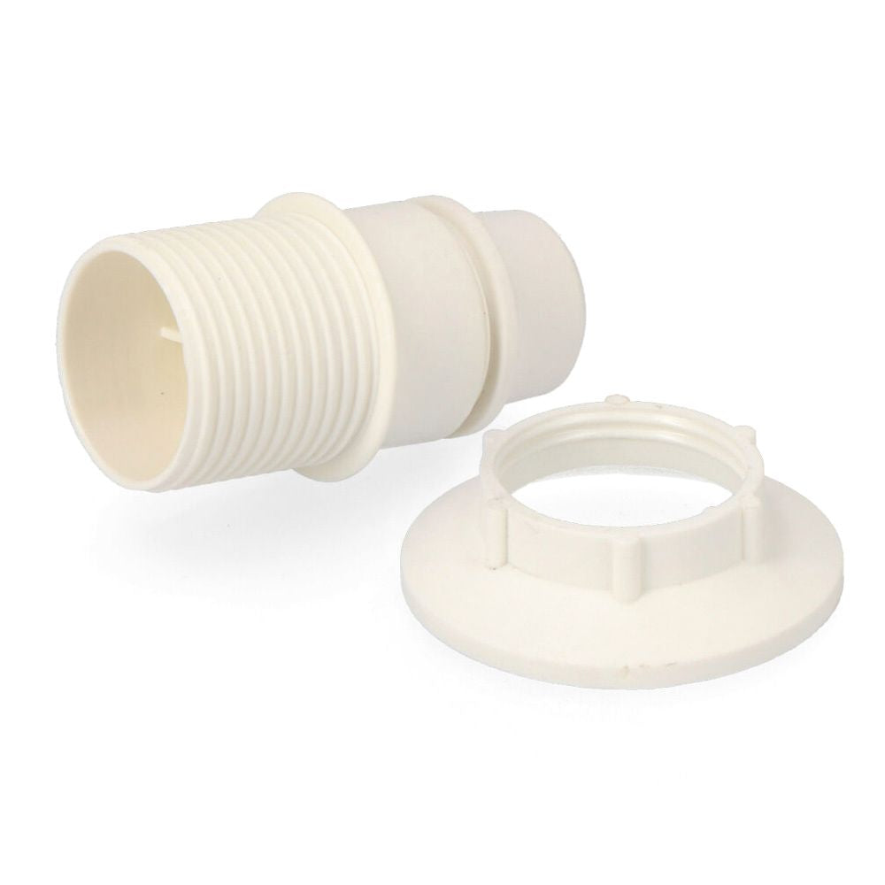 PORTALÁMPARAS E-14  SEMIROSCADO + ARANDELA BLANCO (ENVASADO)