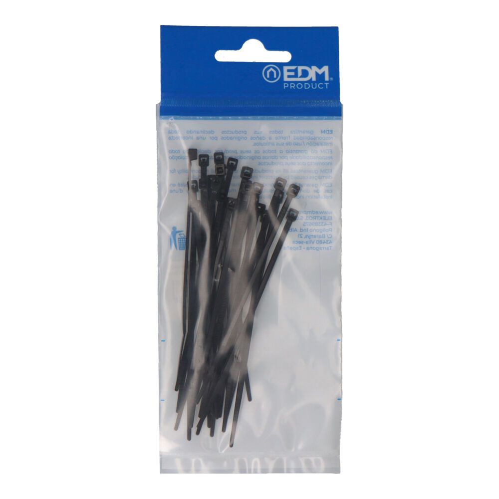 BRIDAS NEGRAS 2,5 x 100 mm NYLON ALTA CALIDAD (BOLSA 25 unid.)