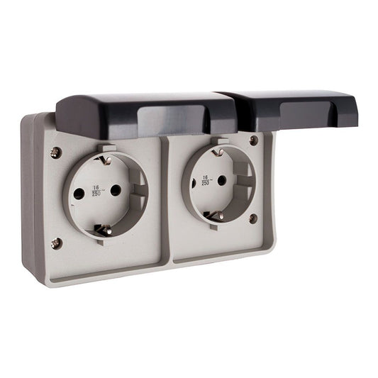 BASE FIJA ESTANCA DOBLE T/TL 16 A 250 V IP44