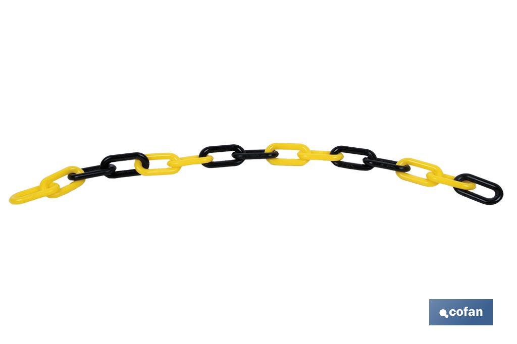 CADENA DE PLÁSTICO 8mm 30 mts (AMARILLO/NEGRO)