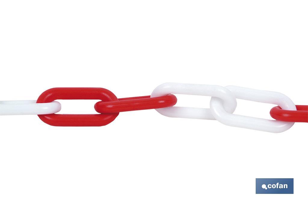 CADENA DE PLÁSTICO 8mm 30 mts (ROJO/BLANCO)