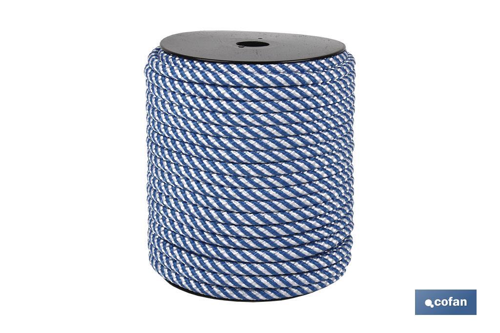 CUERDA HELICOIDAL 8MM 50 M. BCO/AZUL