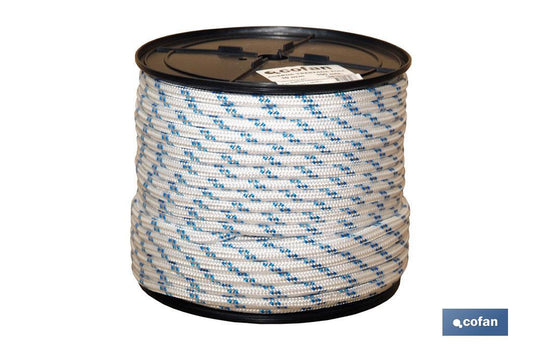 CARRETE CUERDA TRENZADA POLI 12MM 100 MTS BCO