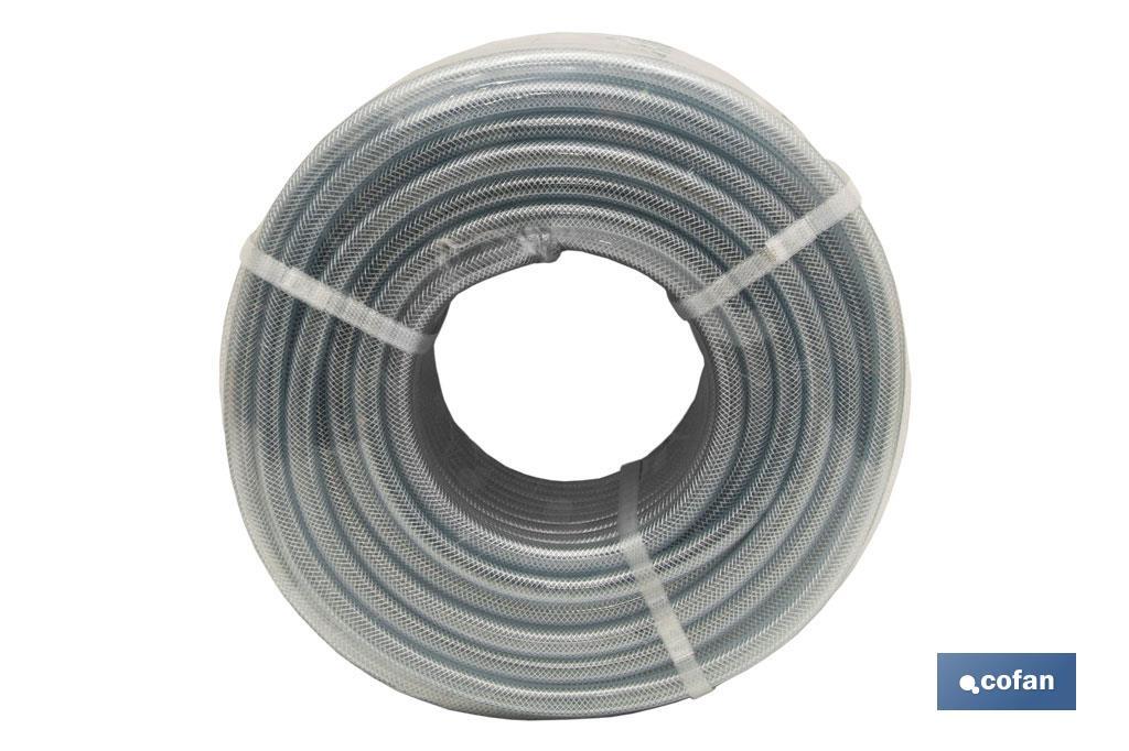 MANGUERA PVC CRISTAL C/REFUERZO 25x33mm/50m