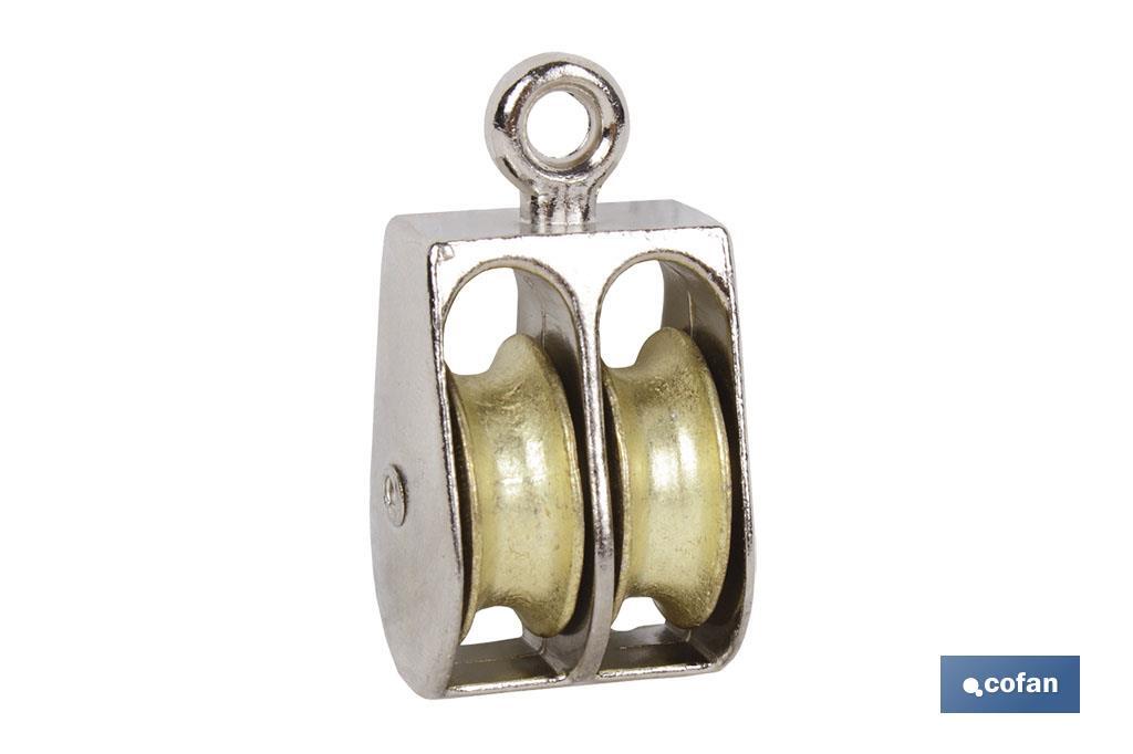 POLEA DOBLE FIJA NIQUELADA (Ø12MM) Venta unitaria