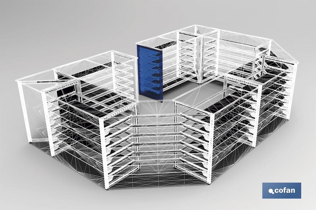 MARCO ALTO MOSTRADOR SENCILLO CON LATERAL DE CHAPA 525 X 1060 MM